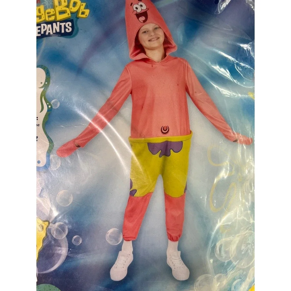 Sponge Bob Patrick Star Costume Child Size‎ 6/7 Hooded Jumpsuit Halloween